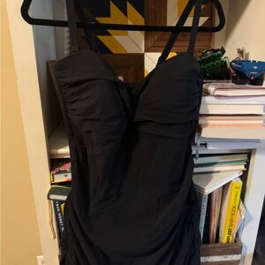 Elegant Black Ruched SwimDress